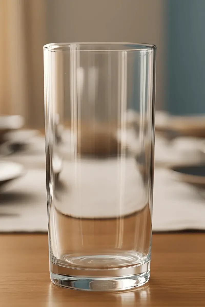Empty clear glass before AI image transformation
